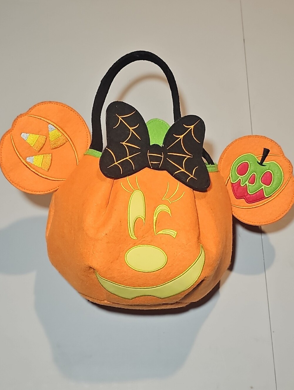 Disney Orange Pumpkin Trick-or-Treat Bag with Black Ears and Green Lining